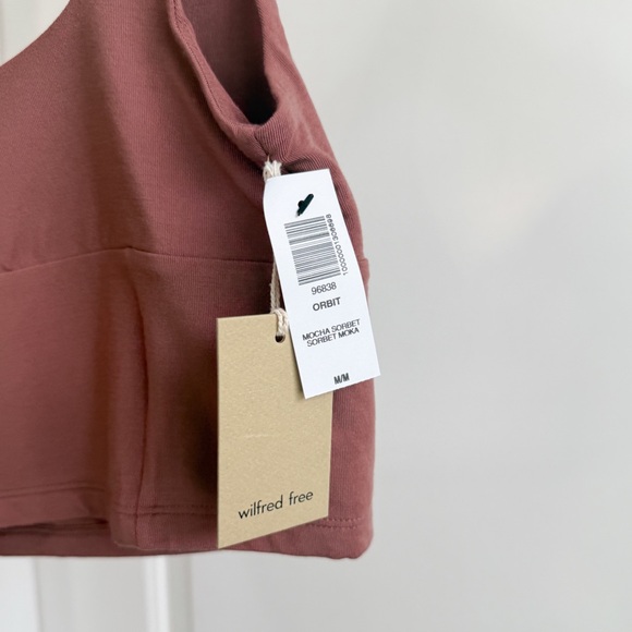 003 NWT WILFRED Aritzia Orbit Crop Tank in Mocha Sorbet - Picture 3 of 8